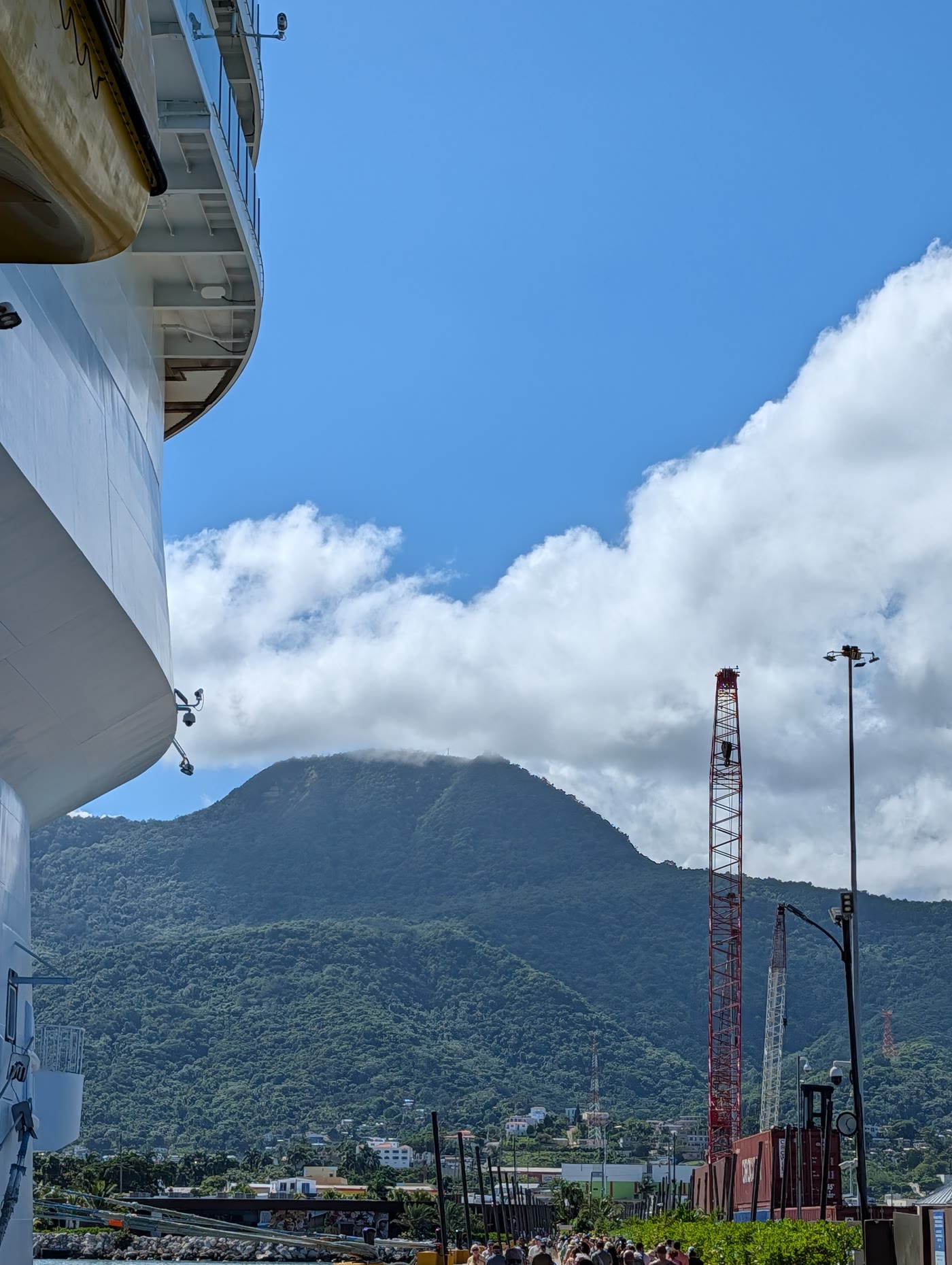 Approaching the Dominican Republic coast and mountains