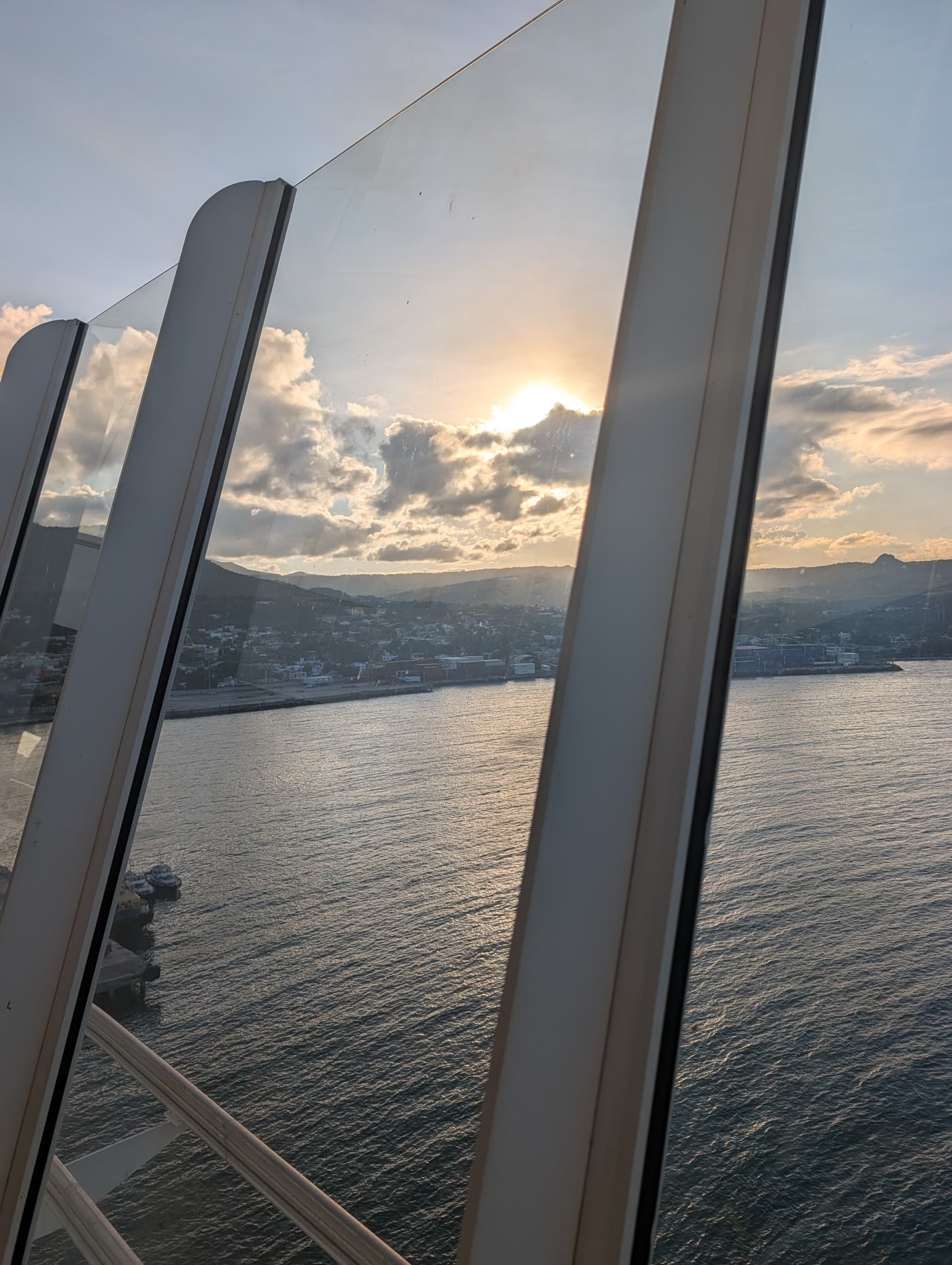 Sunset through the glass on Harmony of the Seas