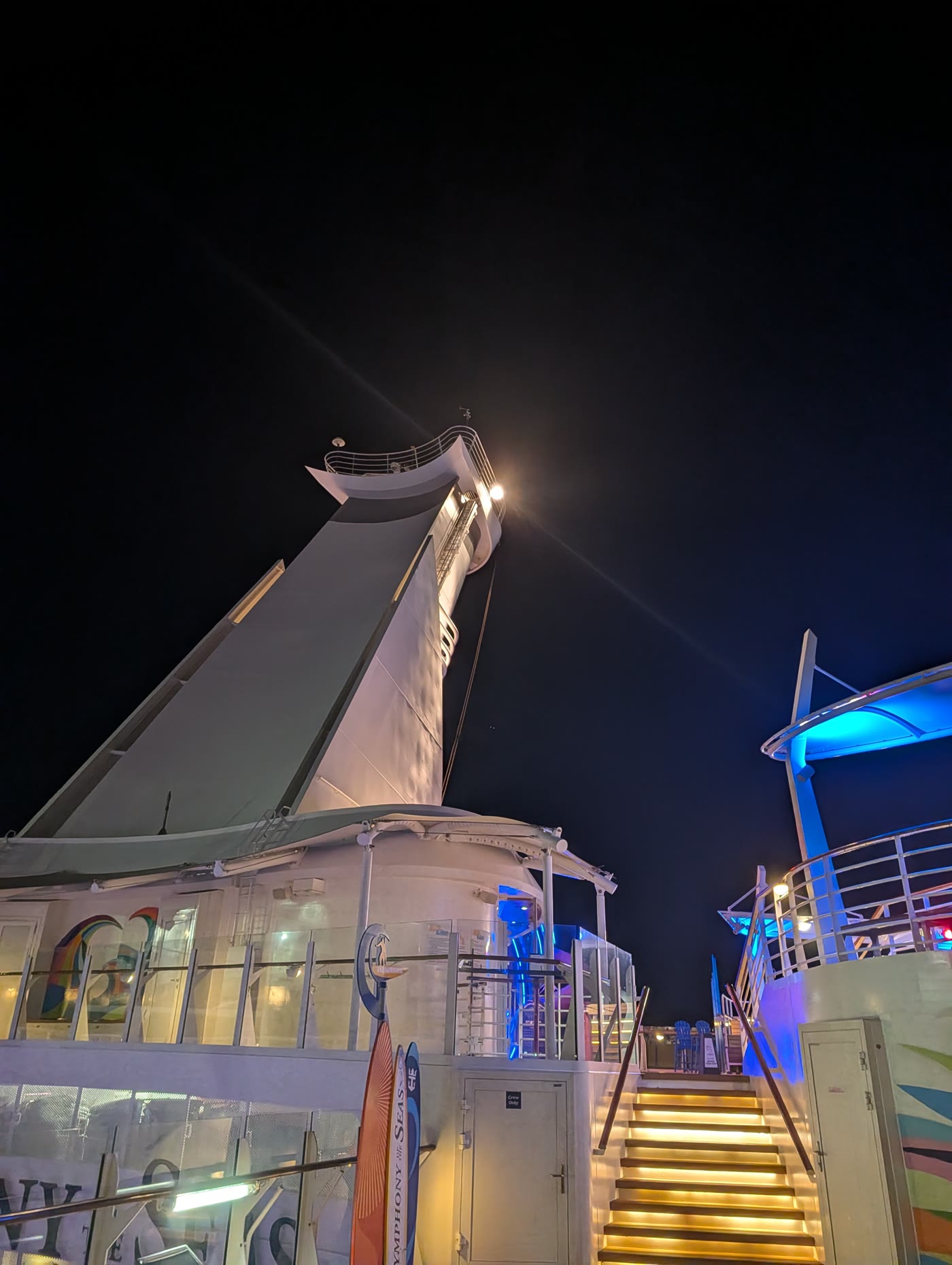 Harmony of the Seas lit up at night