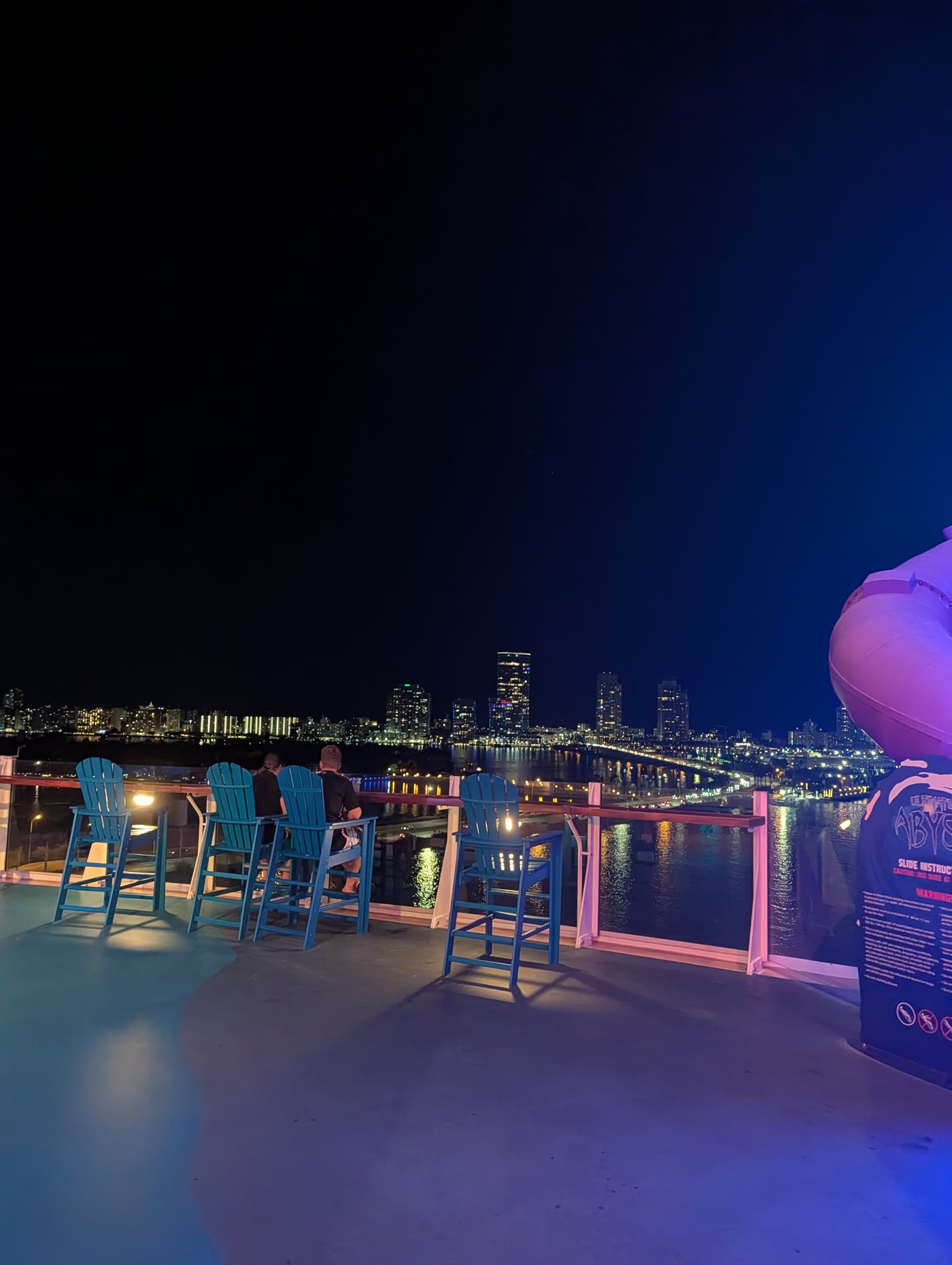 Miami marina lights at night